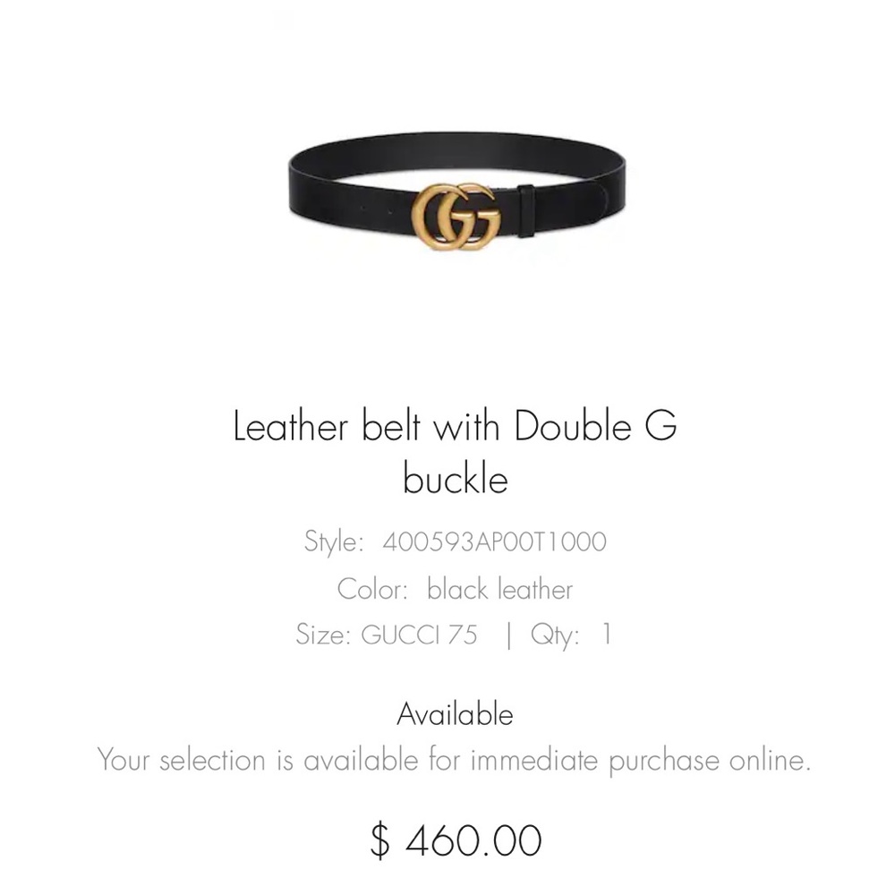 Gucci Black Belt with Gold GG Buckle